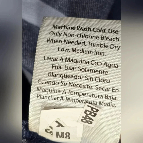 Time & Tru, Size L, Dark Blue and White Button-Down Longsleeve Shirt - Picture 6 of 13